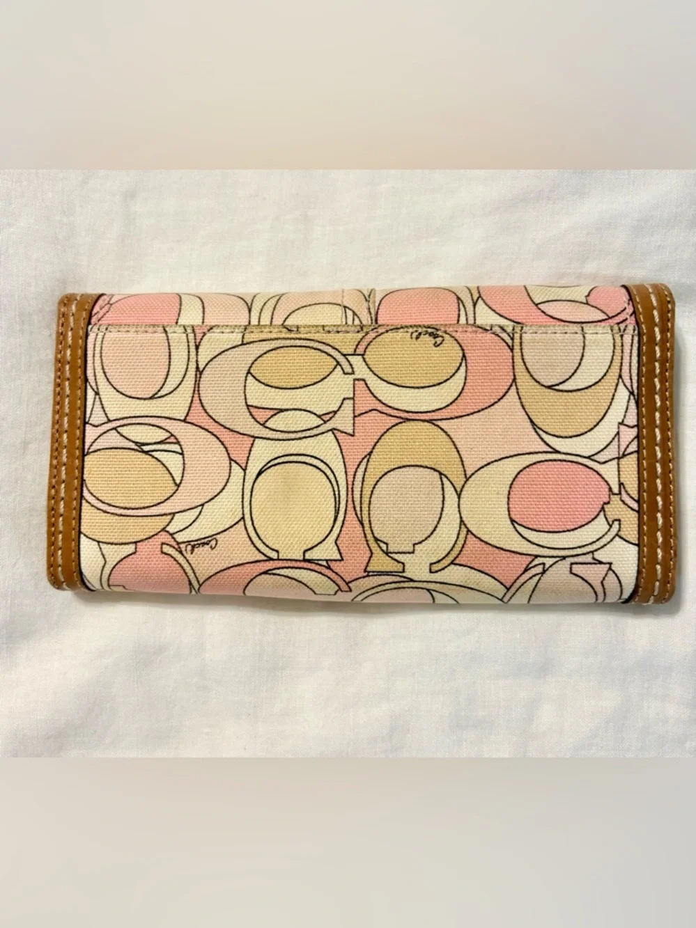 Coach Pink Signature Canvas Wallet with Leather Trim - Picture 2 of 3